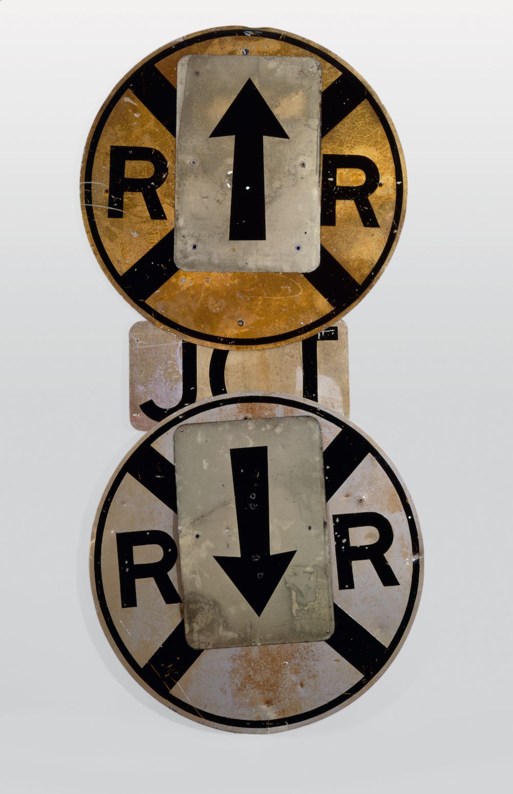 Robert Rauschenberg. Polar Glut. 1987. Riveted metal street signs, 6 ft. 4 1/2 in. × 36 in. × 4 in. (194.3 × 91.4 × 10.2 cm). The Museum of Modern Art, New York. Promised gift of Marie-Josée and Henry R. Kravis. © 2017 Robert Rauschenberg Foundation<br/>